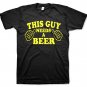 This Guy Needs a Beer Funny T-shirt Hangover 21st Birthday Drunk College shirt Adult MEDIUM