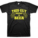 This Guy Needs a Beer Funny T-shirt Hangover 21st Birthday Drunk College shirt Adult 2XL