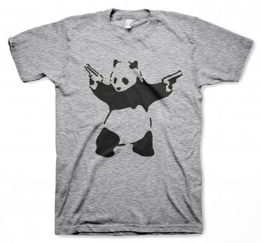 Panda With Guns Funny T-shirt Second Amendment AR15 Banksy Panda Graffiti Shirt Adult XL