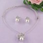 14 K white GP Austrian Crystal Necklace and earrings set