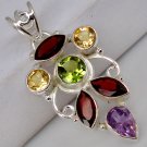 Multi Gemstone Sterling Silver Pendant