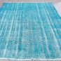 Turquoise blue color Overdyed Vintage 100-2000 70,5''x108,3'' (179 x 275cm)