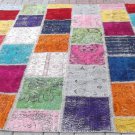 Multi-color PATCHWORK Rug Handmade from OVERDYED Vintage Turkish Carpets 83''x121'' (211cm x306cm)
