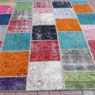 Multi-color PATCHWORK Rug Handmade from OVERDYED Vintage Turkish Carpets 69''x95,5'' (175cm x 243cm)