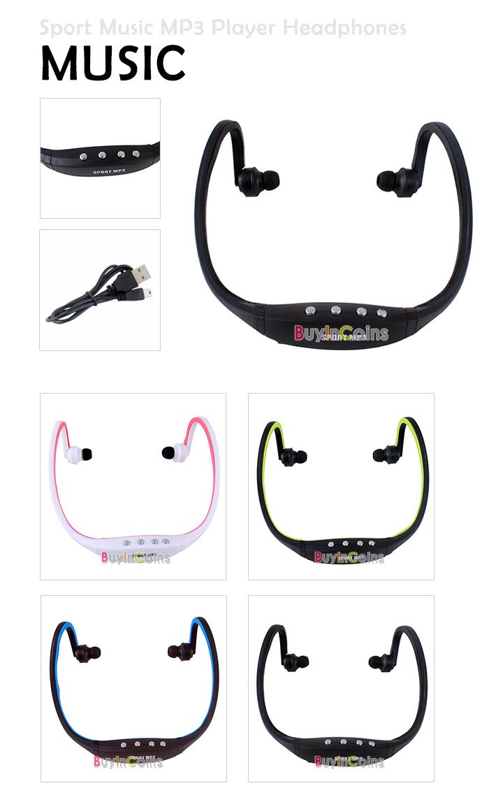 Sport Wireless Earphones Headphones Music MP3 Player TF Card FM radio Headset