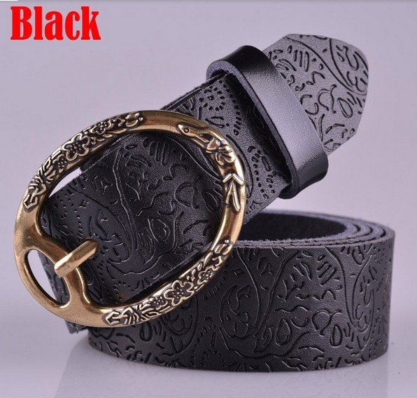 Women's Vintage Belt Leather Belt Black
