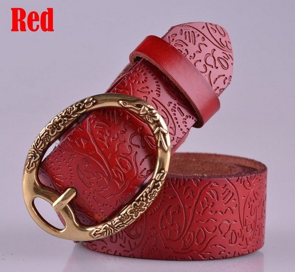Women's Vintage Belt Leather Belt Red