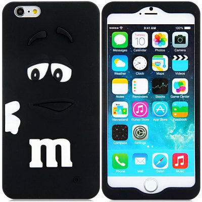 3D Cartoon M Chocolate Bean Pattern Silicone Case Cover for iPhone 6 - 4.7 inches