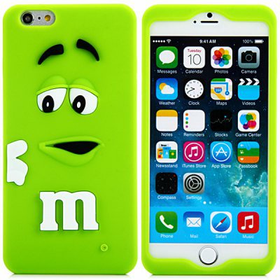 3D Cartoon M Chocolate Bean Pattern Silicone Case Cover for iPhone 6 - 4.7 inches(NR2)