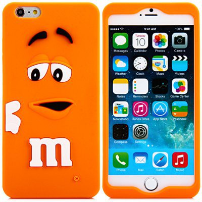 3D Cartoon M Chocolate Bean Pattern Silicone Case Cover for iPhone 6 - 4.7 inches(NR3)