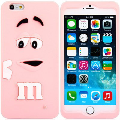 3D Cartoon M Chocolate Bean Pattern Silicone Case Cover for iPhone 6 - 4.7 inches(NR4)