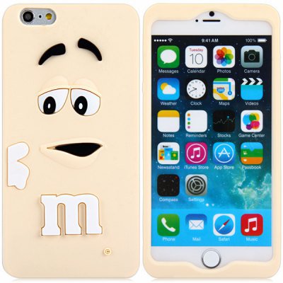 3D Cartoon M Chocolate Bean Pattern Silicone Case Cover for iPhone 6 - 4.7 inches(NR9)