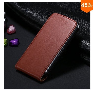 High-End Design Vertical Fip Genuine Leather Case for iPhone 4 4S 4g (color 2