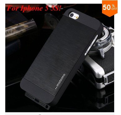 Deluxe Metal+Black TPU Brush Case For Iphone 5 5s 5g ( color 1