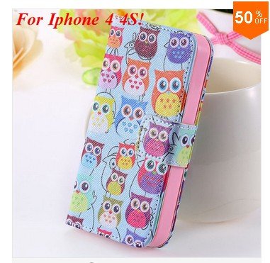 Cute Animal Structure! Flip Wallet Case for iPhone 4 4S 4G (color 5