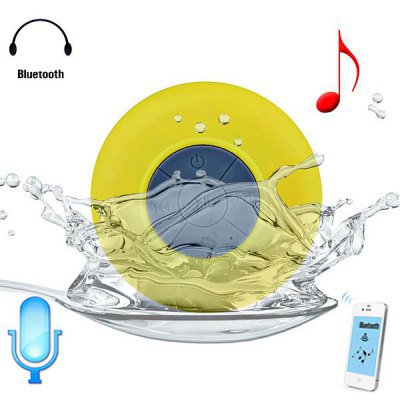 Water Resistant Bluetooth Shower Speaker with Sucker (yellow )
