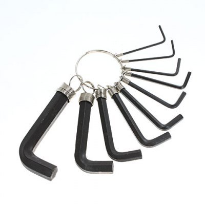 Chrome Vanadium Steel Hex Keys. Supplied on Ring. - 10pc