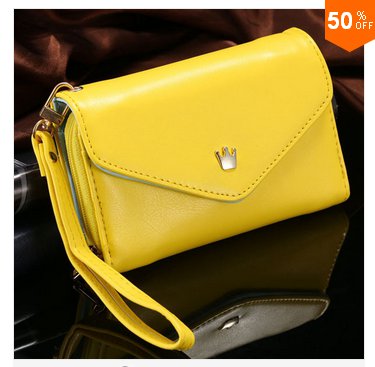 Pouch Wallet PU Leather Case for iphone 4s, 5s, 6 4.7inch, 5C, for Samsung Galaxy S3 S4 S5 (yellow