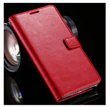 Crazy Horse Grain Full Wallet Case For Samsung Galaxy Note 4 IV 5.7''( COLOR RED