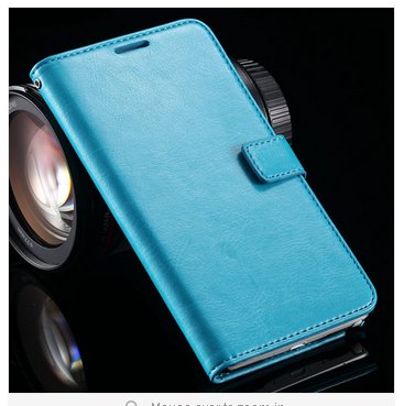 Crazy Horse Grain Full Wallet Case For Samsung Galaxy Note 4 IV 5.7''( COLOR BLUE