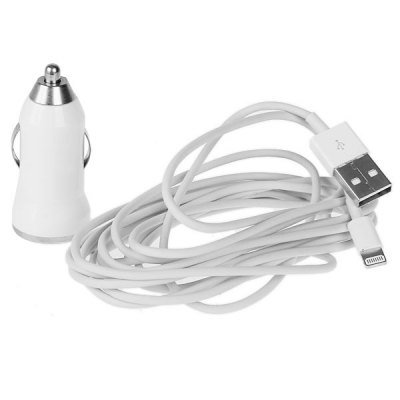 Cool Design Car Charger + 3M USB 8 Pin Cable for iPhone 5 / 5S / 5C