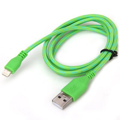Portable Style 1M Fabric 8 Pin to USB Charger Sync Data Cable for iPhone 5 / 5C / 5S (green