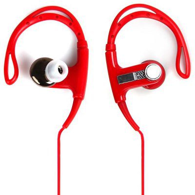 PortableDB In-ear Stereo Ear Hook Earphone Sports Headset 3.5mm Plug with Carrying Bag (color red