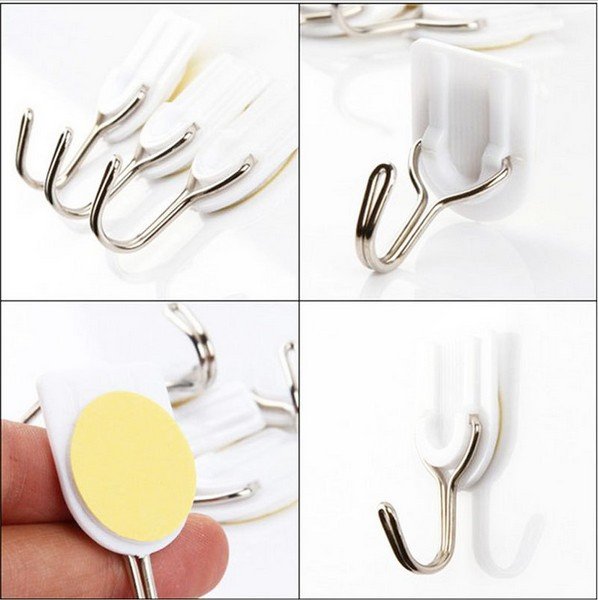 New 6Pcs/lot Self Adhesive Wall Door Hook Hanger Bag Keys Bathroom Kitchen Sticky Holder #54744