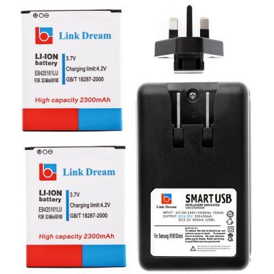 Link Dream Two 3.7V 2300mAh Replacement Batteries and AC 100 - 240V Input Battery Charger