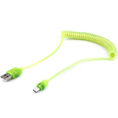 1m Spring Style Stretch Micro USB Charging and Sync Cable green