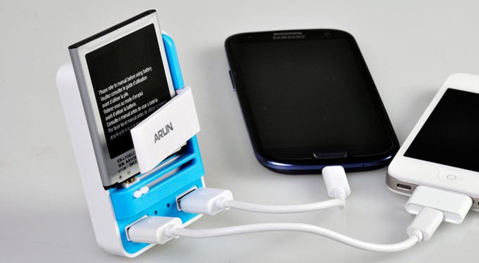 ARUN 3-in-1 Ultra Compact US Plug 5V / 1A 2 USB Ports Wall Charger Power Adapter green