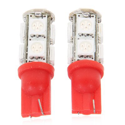 Red Light 9 x SMD 5050 LEDs T10 Car Light - 1 Pair RED
