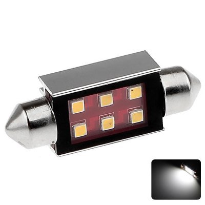 2 x Double Tips Aluminum Shell 39MM 6W 500lm SMD 2323 6 LED White Light Car Dome Festoon Interior