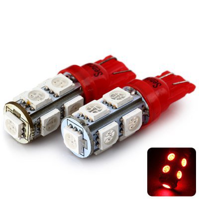 Sencart T10 5050 9 LEDs 2W 635-700nm Wavelength Red Light Car Clearance Light DC 12V (2 pcs)