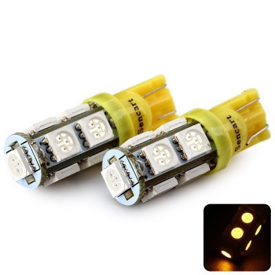 Sencart T10 5050 9 LEDs 2W 560-590nm Wavelength Yellow Light Car Turn Signal Lamp DC 12V (2 pcs)