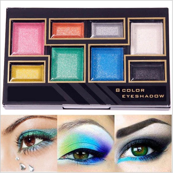 8 Color Hot Girl Party Glitter Makeup Eye Shadow Palette Set with Brush Gift Eyeshadow#63560