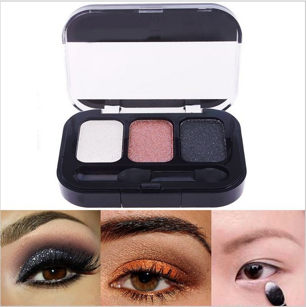 3 Color Makeup Cosmetics Eye Shadow Care Eyeshadow Palette Set with Brush in#63571 (set 1