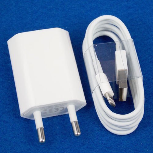 EU Euro European Wall Charger + 8 Pin to USB Data Cable for iPhone 5 5C 5S