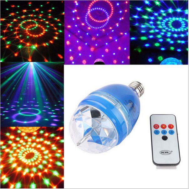 Rotating Stage Light E27 LED Club Sound-activated Bulb W/ Remote Control #50395