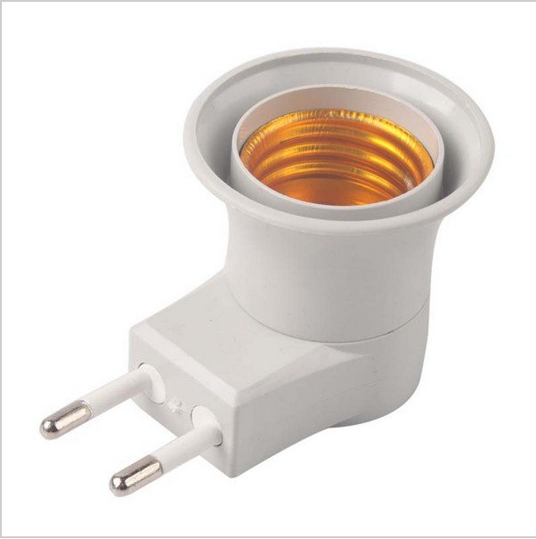 LED Light Male socket to EU Type Plug Adapter Converter W/ ON OFF Button # 51701