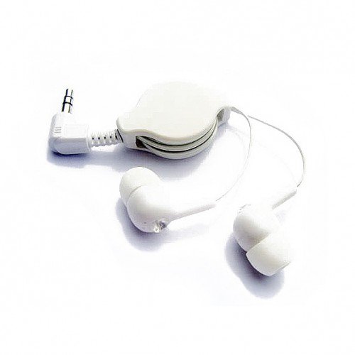 Earphones Retractable Earbud Headphone White for MP3 Player SKU:1052
