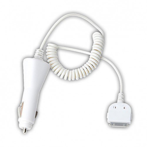 White Car Charger For Apple iPod Touch