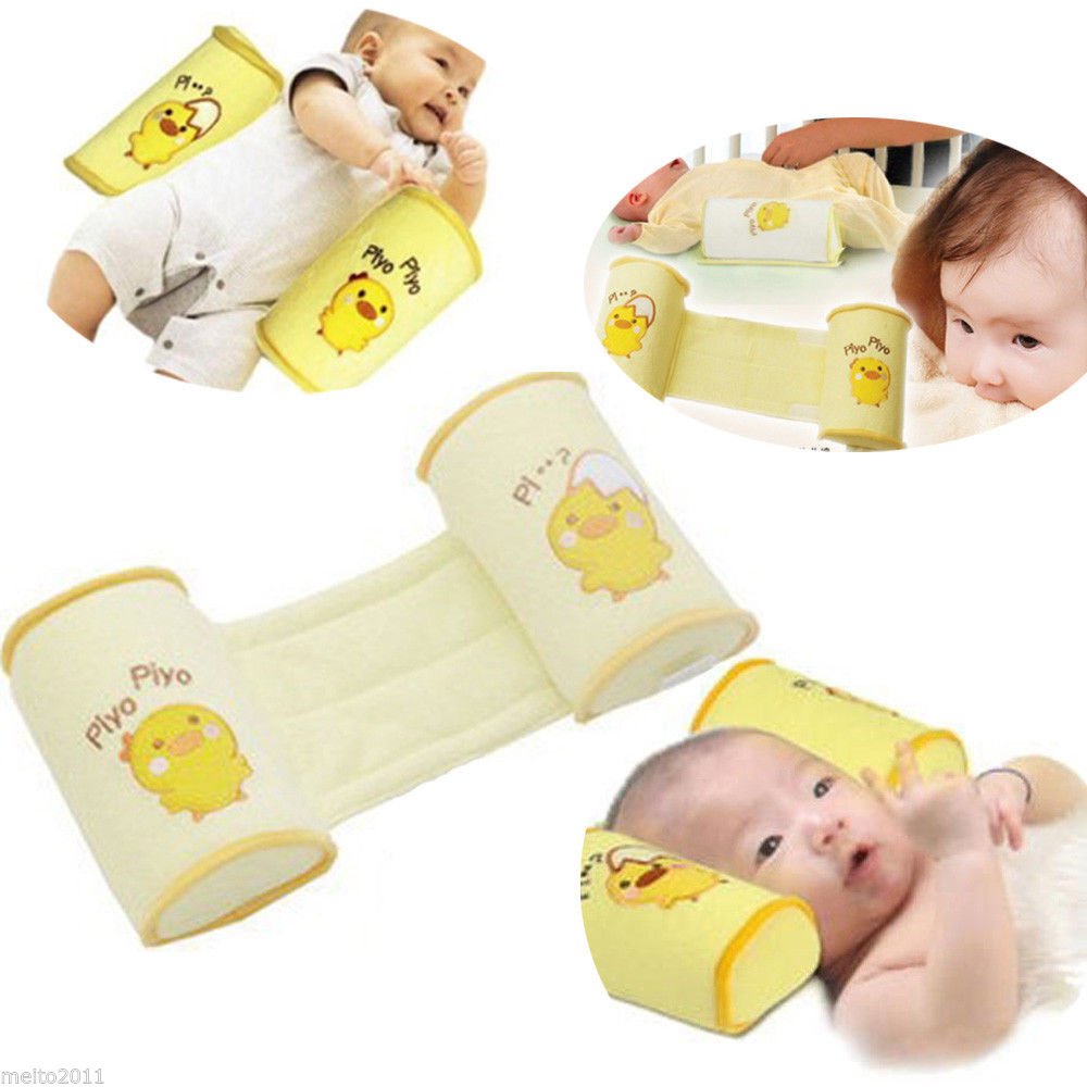Baby Infant Newborn Sleep Positioner Prevent Flat Head Shape Anti Roll Pillow