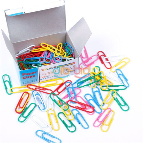 Paper Clips Coated Paperclip Stationery 100Pcs Mixed Color 29mm Pin Vinyl