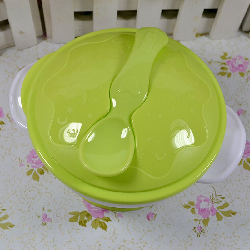 Baby Kids Children Suction Cup Bowl Slip-resistant Tableware Set Sucker Bowl(color green