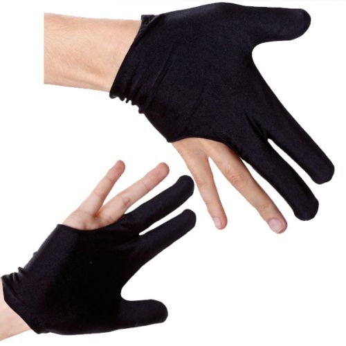 10x Nylon 3 Finger Gloves Shooter Pool Billiards Cue Glove Black Indoor Game Kit