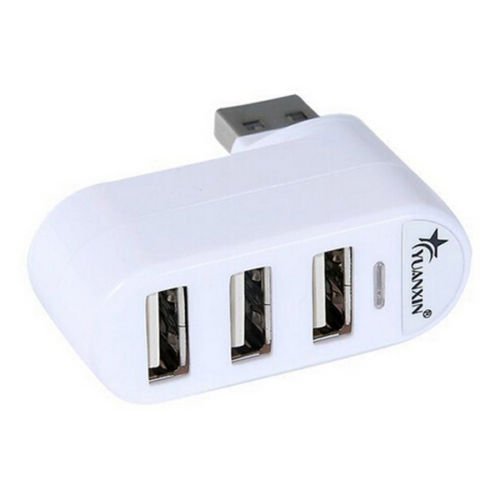 Mini 3 Port USB 2.0 Rotate External Splitter Adapter Hub for PC Notebook Laptop(white