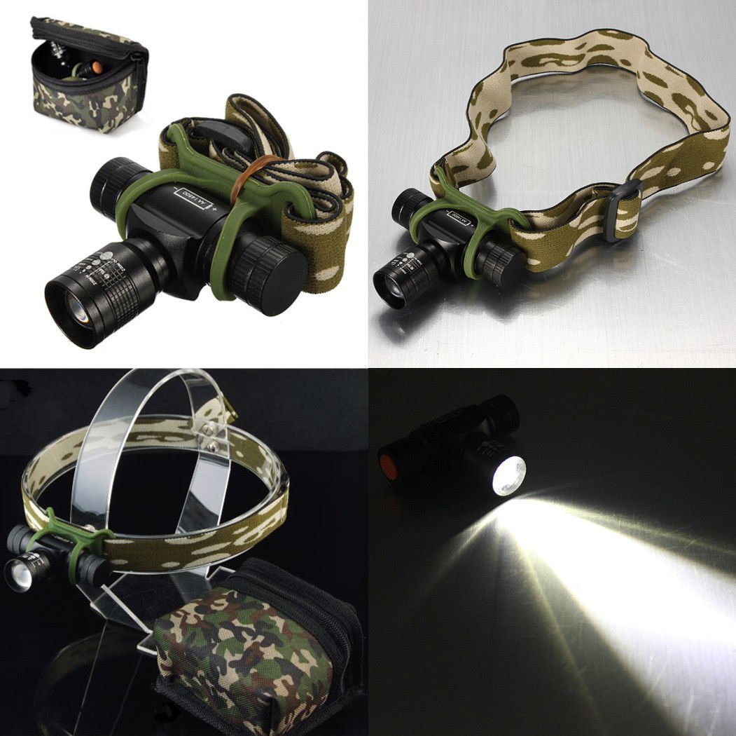 CREE Q5 300LM LED 3 Mode Zoom Zoomable Headlight Torch Light Head Lamp With Bag