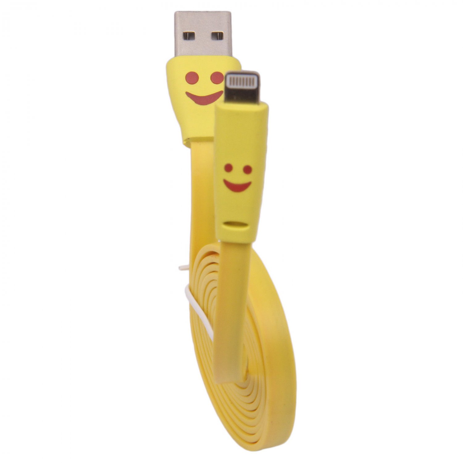 Smile Face LED Flat USB Data Charger Cable 1M For iPhone 6 5 iPod Nano 7 Touch 5( COLOR YELLOW