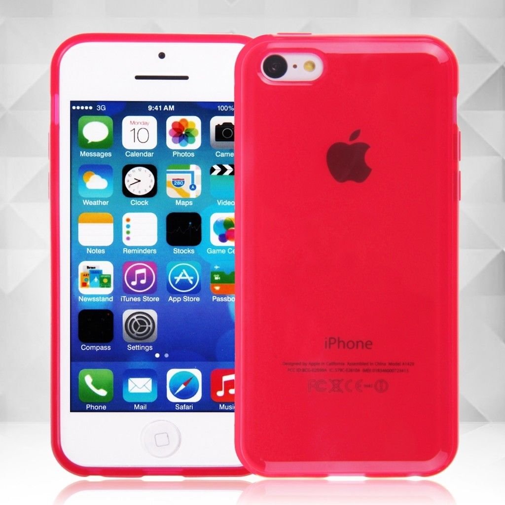 Clear Jelly Color Plain TPU Gel Soft Rubber Case Cover Skin for Apple iPhone 5C( COLOR RED